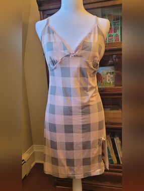 Women's Pink & Gray Checked Slip Dress